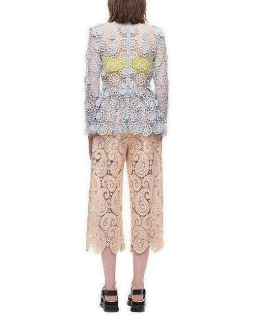 Self-Portrait Gray Ice 3d Floral Guipure Lace Shirt