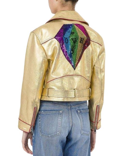 Gucci Metallic Leather Short Biker Jacket It 40 (us 4)
