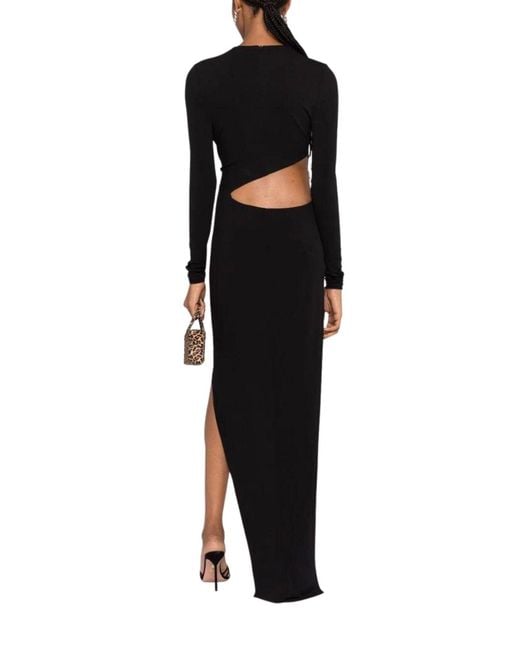 Alexandre Vauthier Black Hoop-detail Cut-out Asymmetric Dress