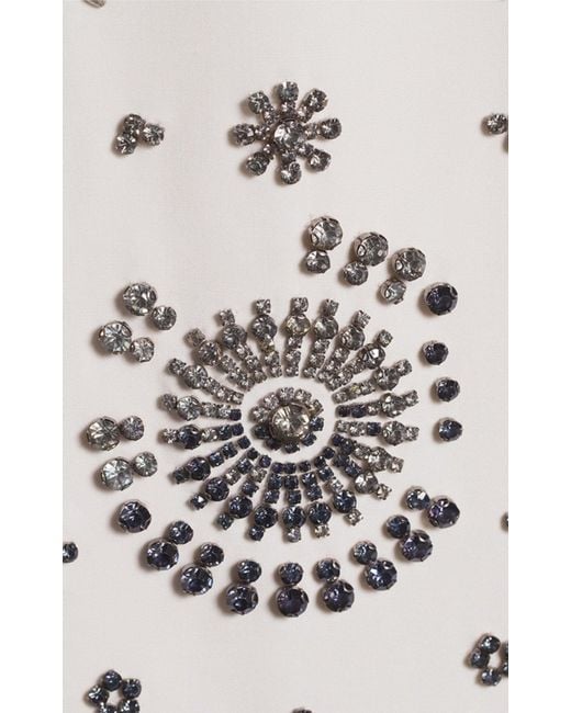 Oscar de la Renta Natural Crystal Medallion Shift Dress