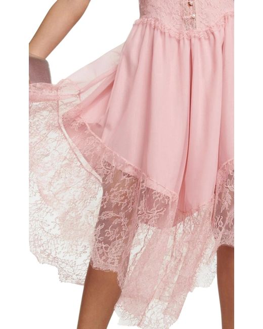 Gucci Pink Lace-trimmed Chiffon Lingerie Dress