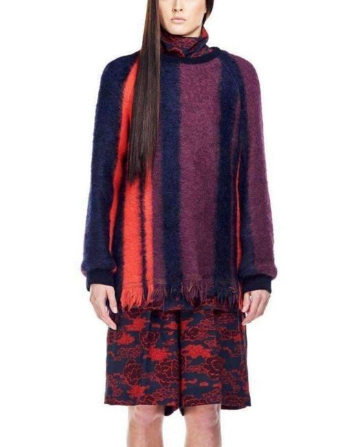 Dries Van Noten Red Multicolor Columbia Sweater