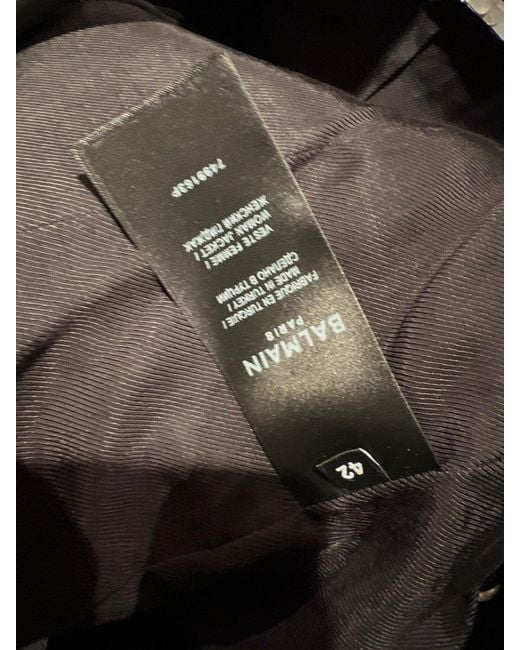 Balmain Black Double-Breasted Leather Blazer