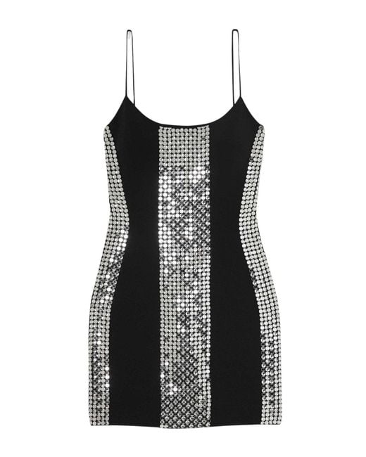 David Koma Black Crystal Embroidered Cami Mini Dress