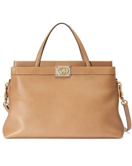 Gucci Brown Medium Leather Tote Bag