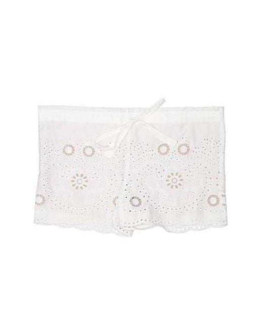 BCBGMAXAZRIA White Pash Drawstring Lace Shorts