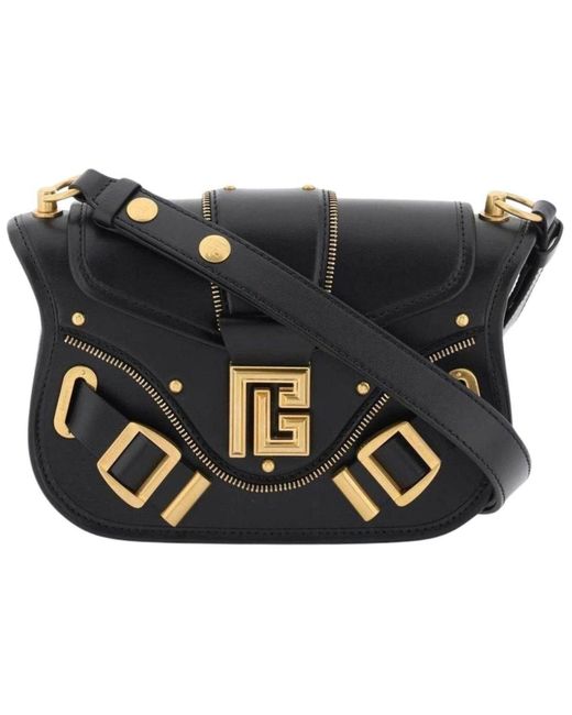 Balmain Black Blaze Leather Shoulder Bag