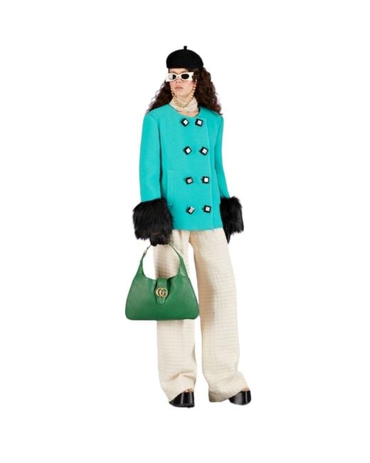 Gucci Aphrodite Green Leather Hobo Shoulder Bag