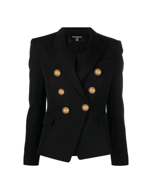Balmain Black Double Breasted Wool Blazer