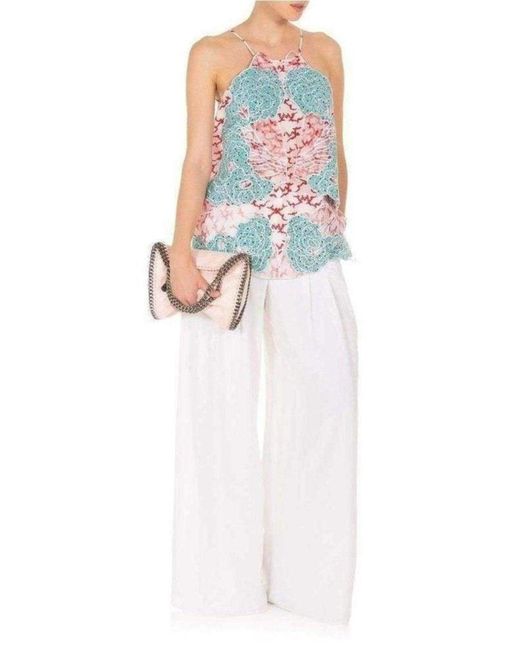 Stella McCartney Blue Applique Silk Collen Sleeveless Blouse