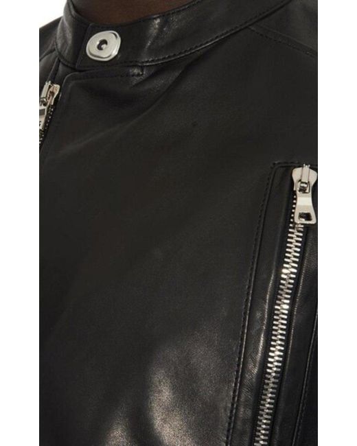 Balmain Black Leather Biker Jacket Fr 52 for men