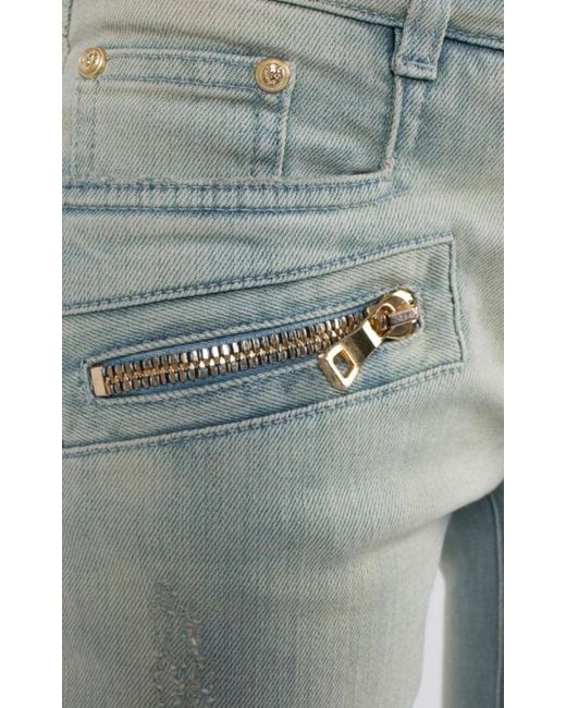 Balmain Gray Light Distressed Bikerjeans Fr 40 (us 10)