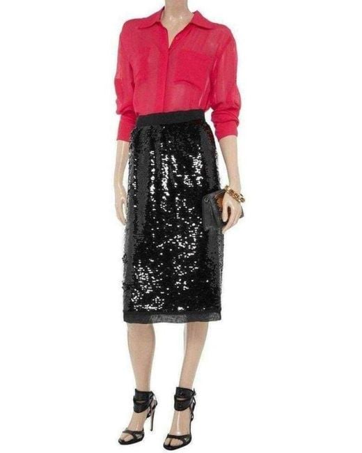 Dolce & Gabbana Black Sequin-embellished Pencil Skirt It 42 (us 6)