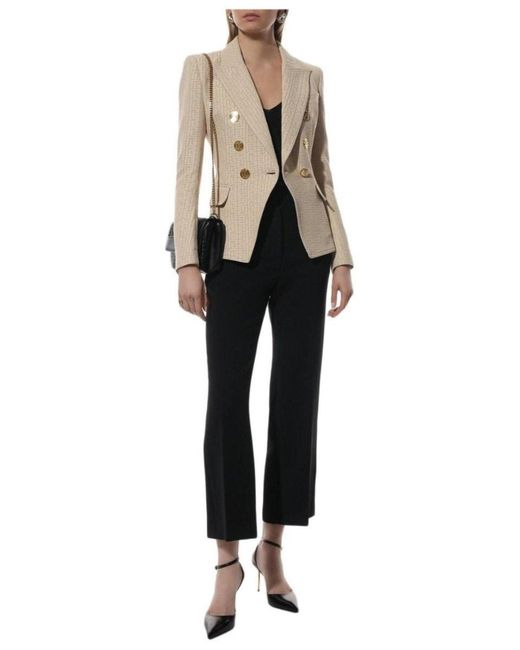 Balmain Natural Monogram Jacquard Double Breasted Jacket