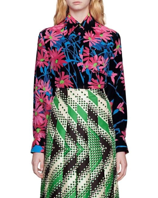 Gucci Red X Ken Scott Floral Print Silk Shirt