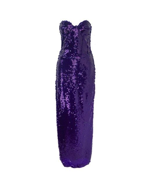 The New Arrivals Ilkyaz Ozel Purple Sequin Bustier Satin Gown