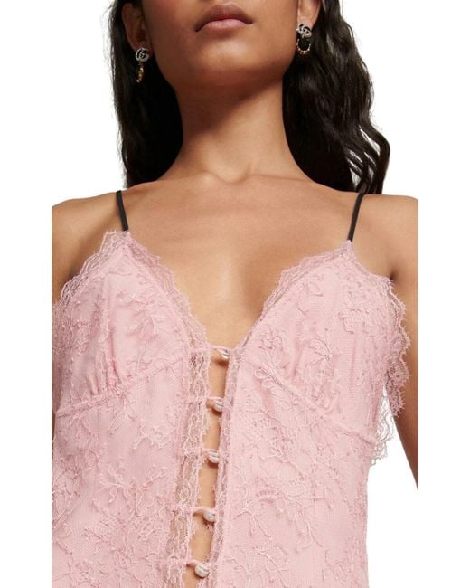 Gucci Pink Lace-trimmed Chiffon Lingerie Dress
