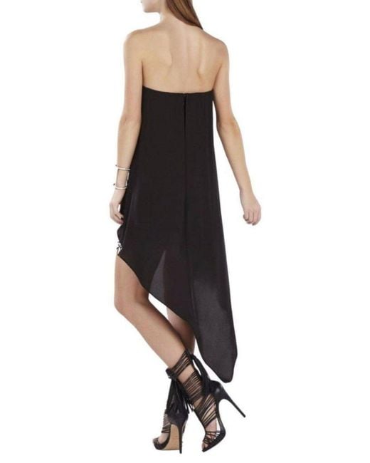 BCBGMAXAZRIA Black Krystin Strapless Asymmetrical Hem Dress