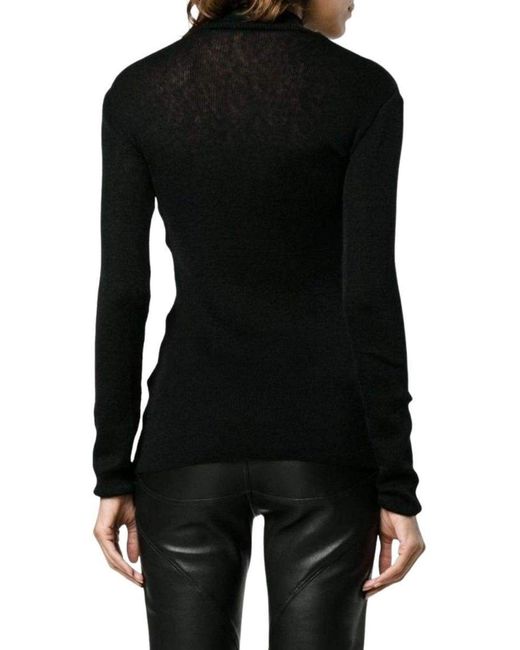 Balmain Black Knit Turtleneck Fine Wool Sweater Fr 38 (us 8)