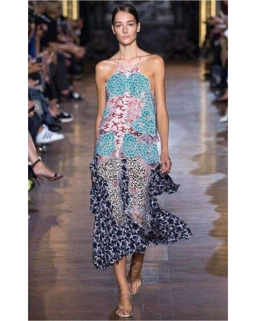 Stella McCartney Blue Applique Silk Collen Sleeveless Blouse