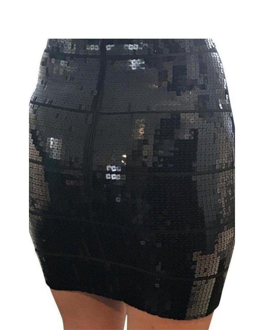 BCBGMAXAZRIA Black Sequin Pencil Power Skirt