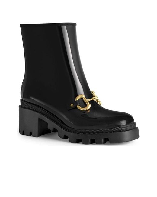 Gucci Black Horsebit - Detailed Heeled Rubber Rain Boots