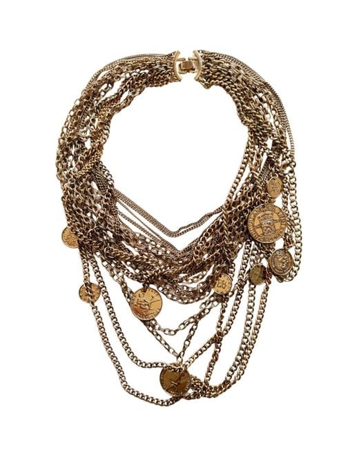 BCBGMAXAZRIA Brown Layered Coin Charm Statement Necklace