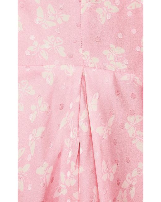 Alessandra Rich Pink Butterfly Jacquard Silk Mini Dress