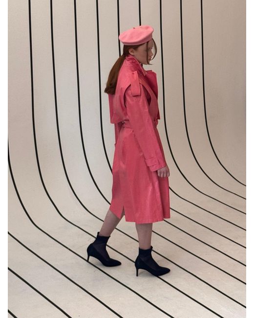 Bottega Veneta Pink Convertible Crinkled Glossed-leather Trench Coat