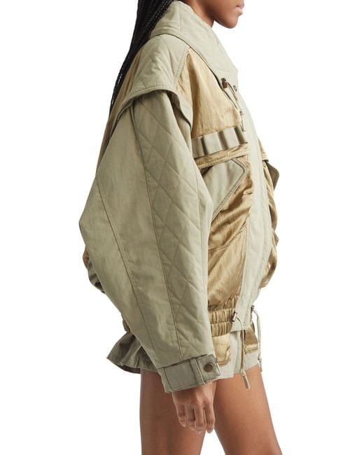 Balmain Green Twill Utility Bomber Jacket