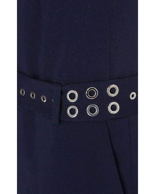 Mugler Blue Sleeveless Stretch Crepe Jumpsuit