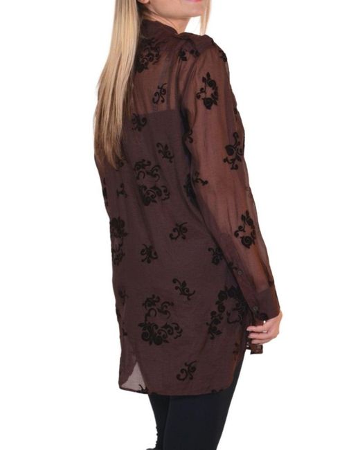 Dries Van Noten Brown Burgundy Floral Silk Blend Shirt