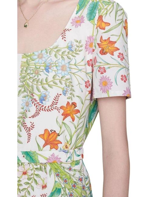 Gucci White Flora Print Cotton Midi Dress