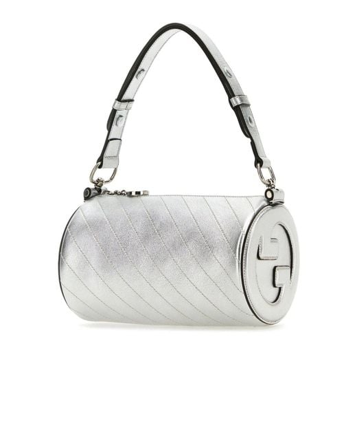 Gucci Blondie Mini Metallic Silver Shoulder Bag in Gray | Lyst