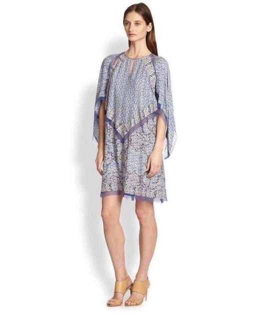 BCBGMAXAZRIA Blue Bardot Printed Long Sleeve Dress