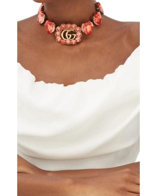 Gucci Multicolor GG And Heart Crystal-embellished Choker