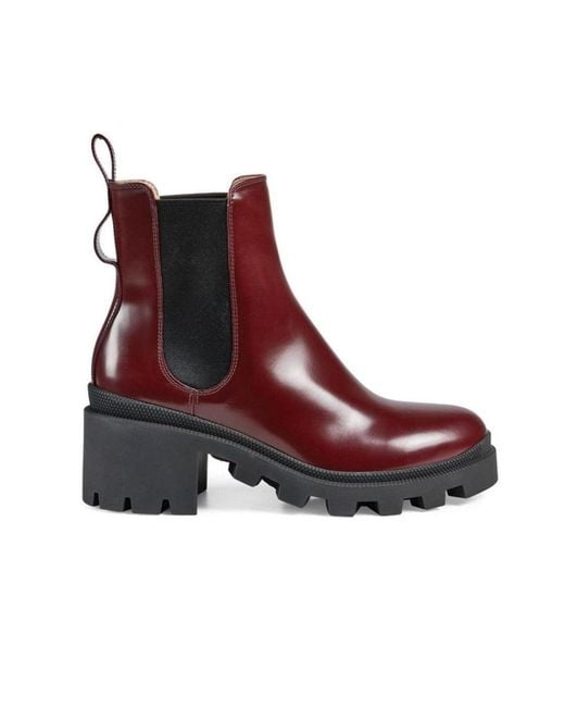 Gucci Brown Crystal-embellished Ankle Leather Boots