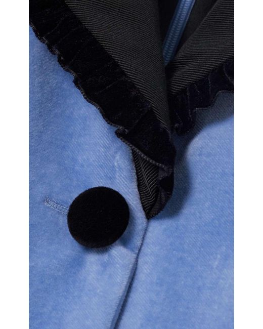 Alessandra Rich Blue Fitted Velvet Dress