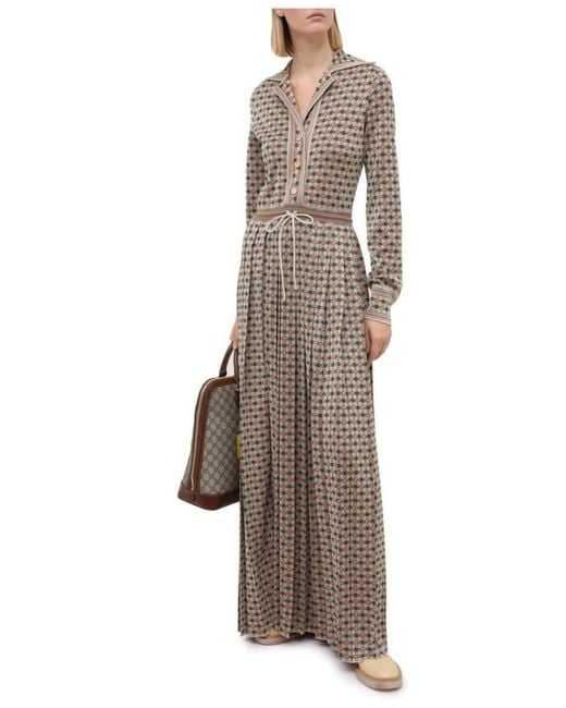 Gucci Natural Long Square G Lamé Dress