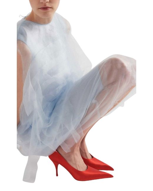 Prada Red Satin Pointed-toe Heels 85