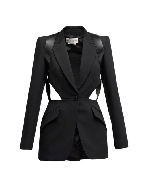 McQueen Black Single-breasted Slashed Blazer