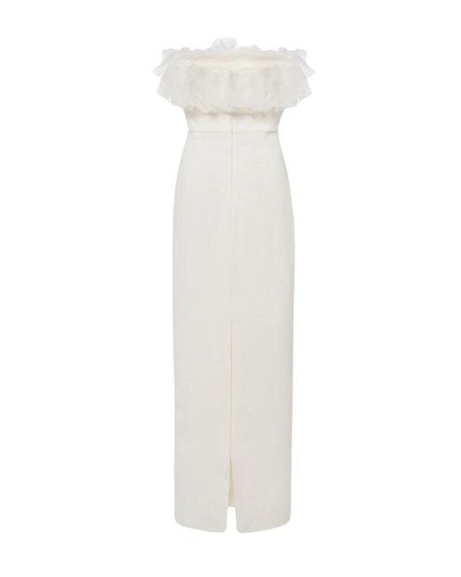 Alessandra Rich White Organza-trim Maxi Dress
