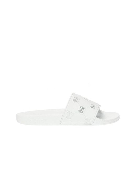 Gucci White GG Slide Sandal