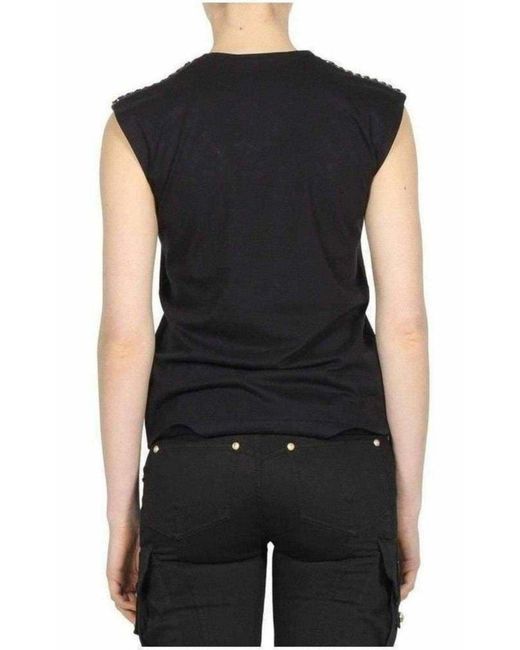 Balmain Black & Gold Chain Trimmed Tank Top