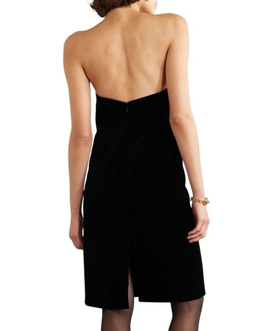 Loewe Black Strapless Velvet Bustier Mini Dress