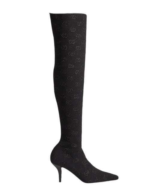 Gucci Black Demi Shimmer GG Over-the-knee Boots