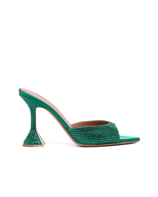 AMINA MUADDI Green 95mm Carolin Crystal Embellished Sandals