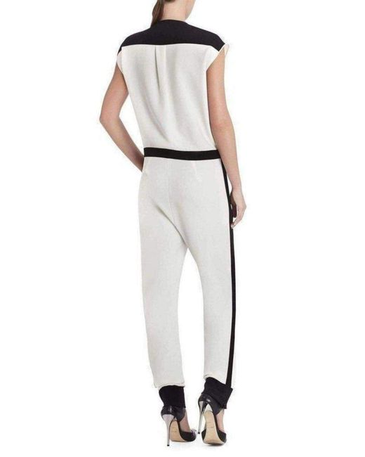 BCBGMAXAZRIA White Patricia Color-blocked Jumpsuit