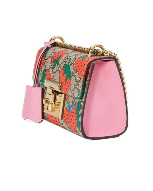 Gucci Red Padlock Gg Strawberry Small Shoulder Bag