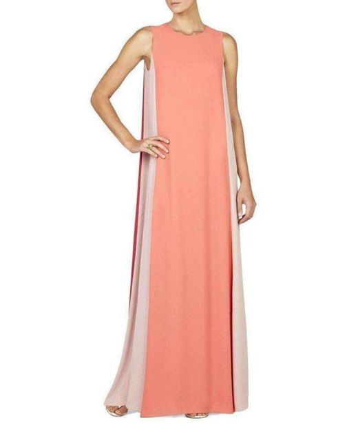 BCBGMAXAZRIA Pink Bethanie Sleeveless Color-blocked Maxi Dress